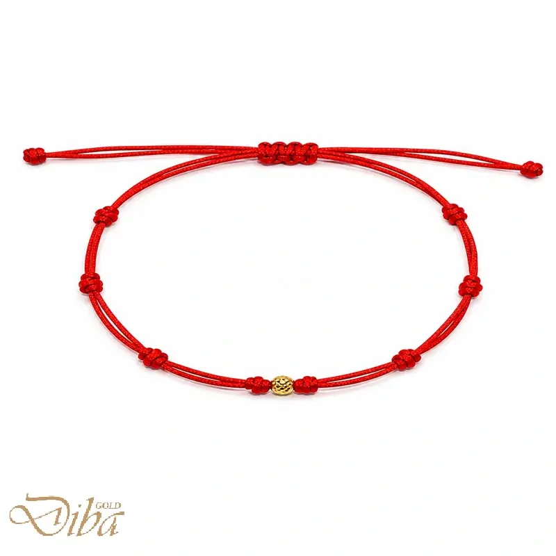 دستبند طلا رد استرینگ (هفت گره تک گوی)