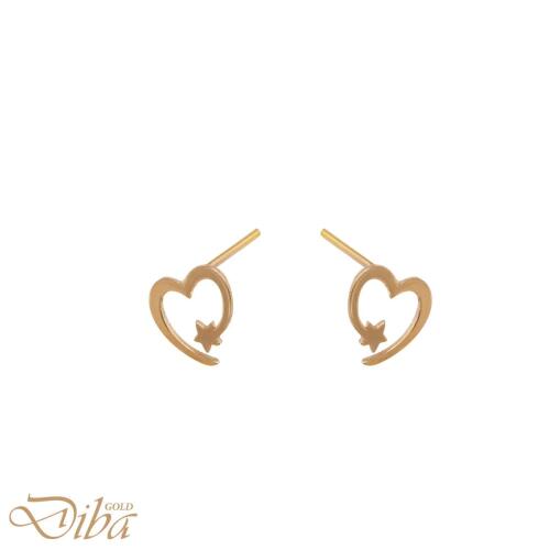 گوشواره طلا میخی قلب ستاره