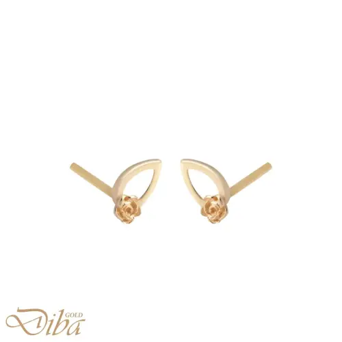 گوشواره طلا میخی گل برجسته
