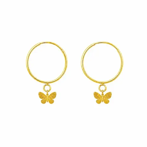 گوشواره طلا حلقه ای پروانه